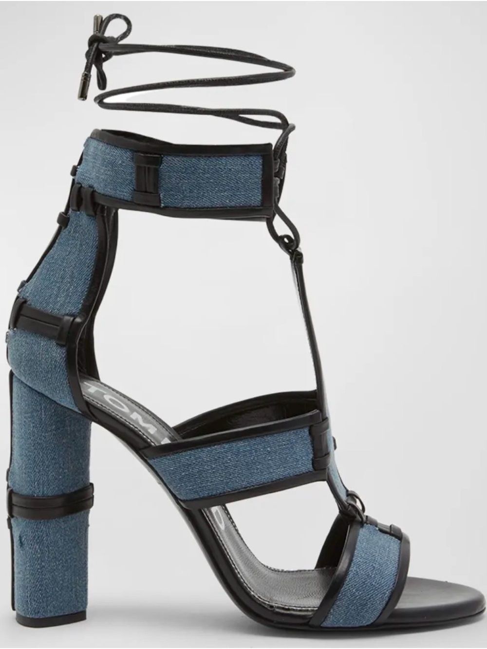 Tom ford Blue Patchwork Denim dress shoes platform heels Leather Sandals